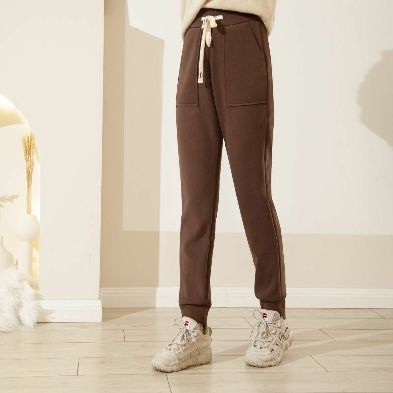 Pantalon monochrome taille haute pour femme, pantalon document élégant, pantalon polyvalent, confortable, mode occidentale, automne et hiver, nouveau