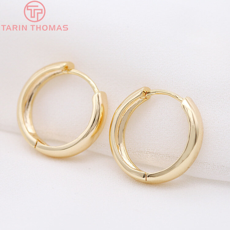 (3784)4 Stuks 14Mm 16Mm 18Mm 23Mm 24K Gold Plated Brass Ronde Oorbellen Hoop Earring clip Kwaliteit Diy Sieraden Maken Bevindingen