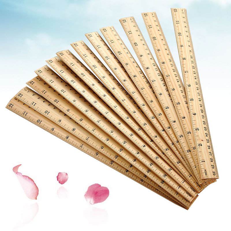 30pcs Wooden Ruler Double Scale Measuring Ruler for Home School Classroom Office (30cm)