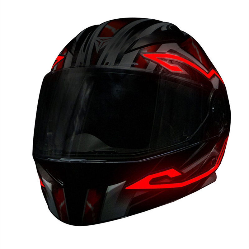 LEDモーターサイクルヘルメット,コールドライト,ステッカー付き,耐水性