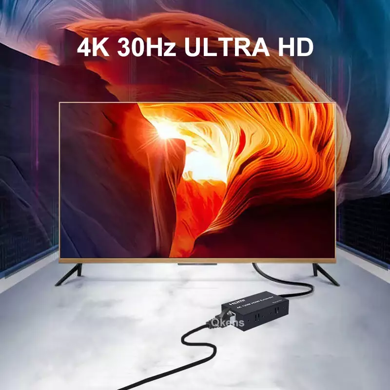 HDMI 확장기 HDMI to RJ45 Cat5e Cat6 이더넷 케이블 오디오 비디오 컨버터, PS4 TV 박스 노트북 PC to 모니터 프로젝터용, 4K 120M