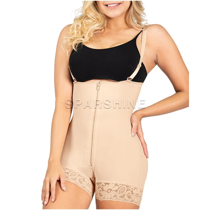 여성용 섹시한 오픈 가슴 어깨 스트랩 모양 엉덩이 리프터 보정속옷, 산후 허리 트레이너 배 조절 속옷