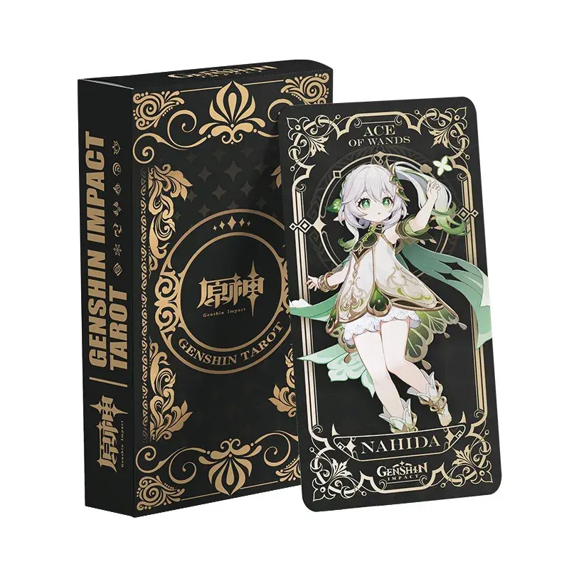 Genshin Impact Tarot Card Game, Nahida, Eula, Thoma, Layla, Kaeya, Cosplay, adereços, Anime, 14x7cm, 56pcs por caixa