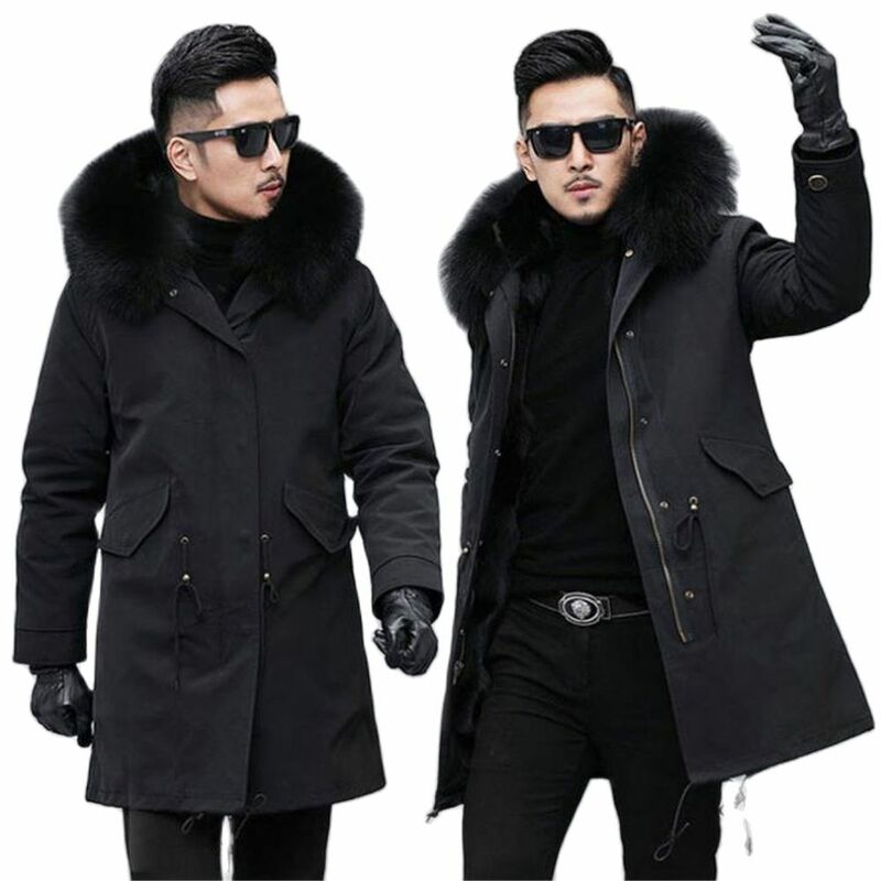 2024 Winter Top Hot Sale Parka Men Thick Cotton Coat Big Fake Fur Raccoon Hooded Coat To Keep Warm For Russian Jacket Clothing