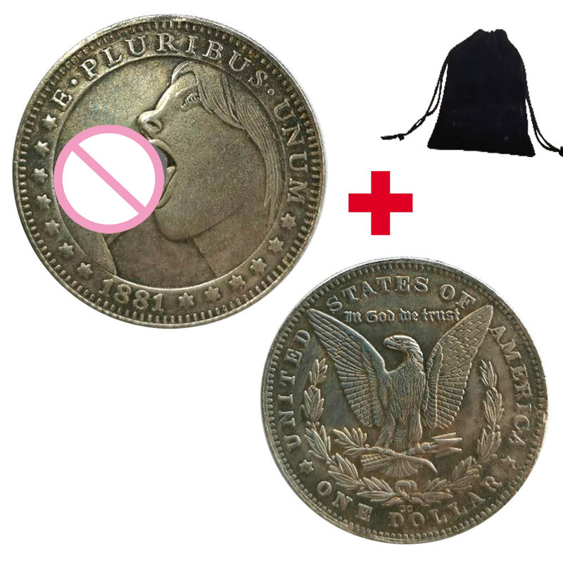 Moneda de lujo de Arte de EE. UU., moneda de bolsillo romántica, conmemorativa, buena suerte, bolsa de regalo