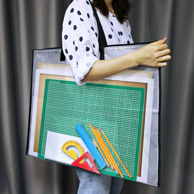 حقيبة لوحة رسم شفافة ، حقيبة يد كبيرة لتخزين الملصقات لوحات الإعلانات والرسوم البيانية والمواد التعليمية ، 63x48cm