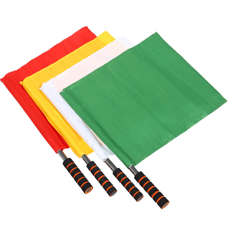 Arbitro Red Soccer Corner Football Match Signal Flagss Set di 4s Hand Waving Red Soccer Corner Football Match Signal Flagss Set