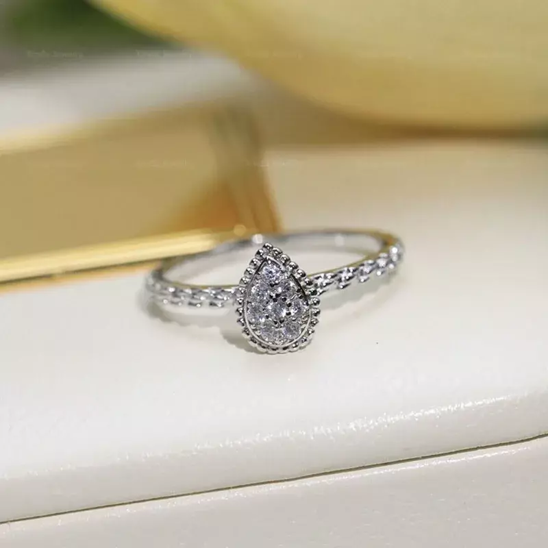 S925 خاتم قطرة من الزركون الفضي الإسترليني للنساء ، خاتم رائع ، علامة تجارية فاخرة ، مجوهرات بوهيمية ، هدية مأدبة ، تصميم عصري