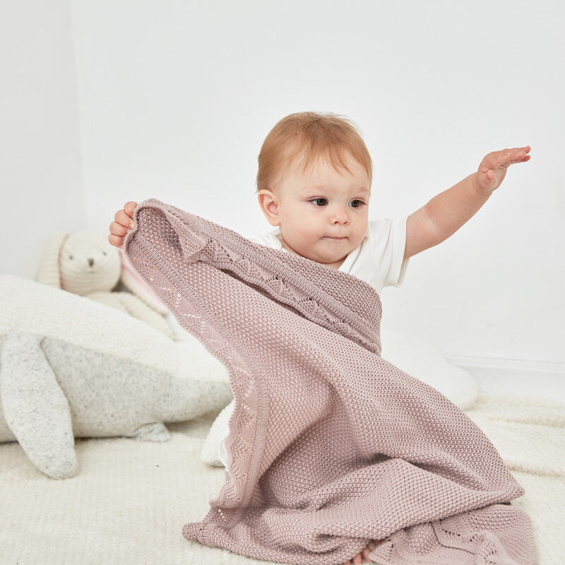 Newborn Baby Blankets 80*100cm Knitted Infant Kids Boys Girls UltraSoft Cotton Muslin Swaddle Wrap Stuff Toddler Comforter Sheet