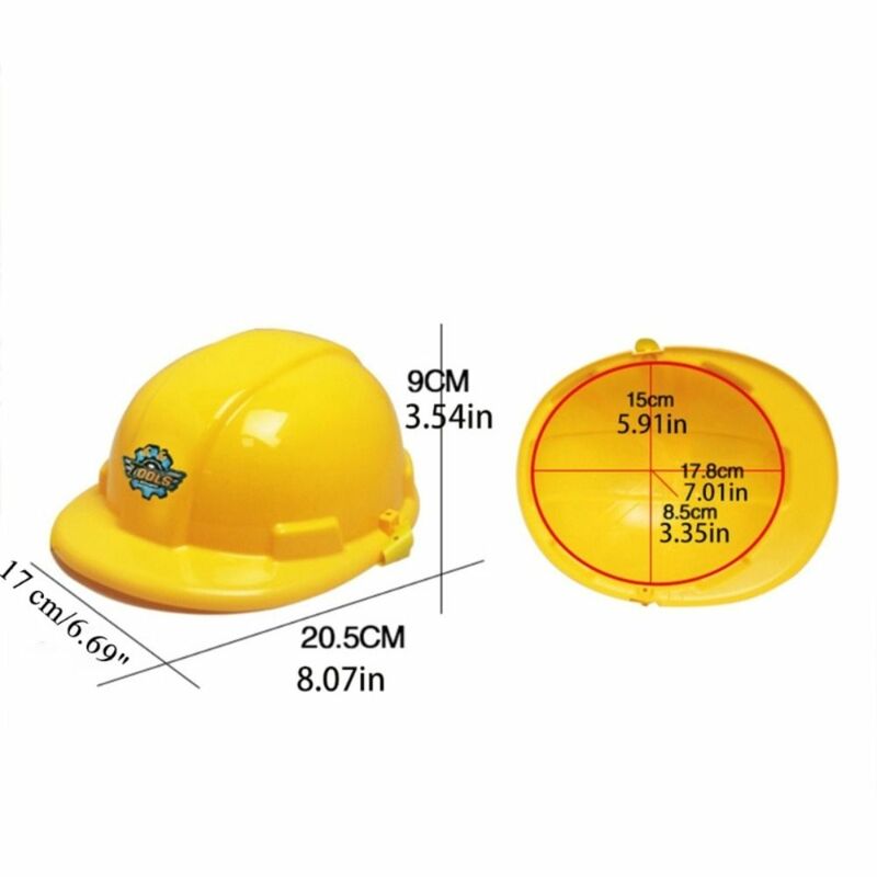 Brinquedo educativo do capacete da segurança para a construção, simulação do chapéu duro, ferramenta da construção