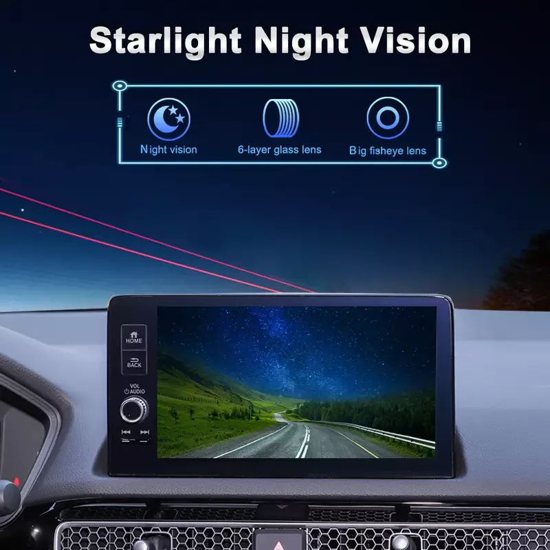 SMARTOUR-AHD Câmera reversa do carro, 180 graus, lente Fisheye, luz das estrelas, visão noturna, veículo, frente, visão traseira, 1296x 1080P