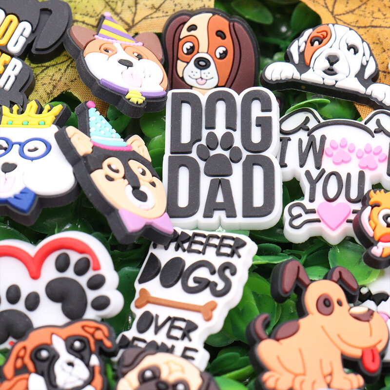 Abalorio de Beagle Bulldog para niños, 1 piezas, mezcla de perros, animales lindos, accesorios de botón de zapato, apto para regalo de cumpleaños
