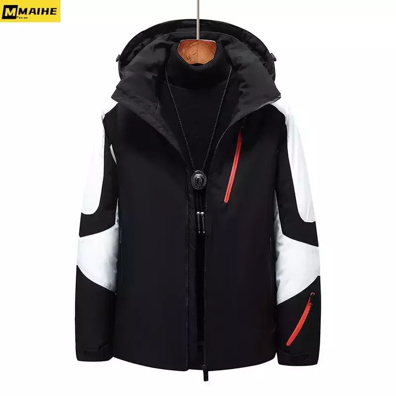 Winter Patchwork Puffer Jacket Men's Thicken Warm Down Jackets 2022 Outdoor Mens Windproof White Duck Down Parka Coat Outfits