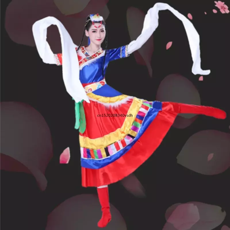 Hochwertige tibetische Tanz performance kostüme ethnische Minderheit Tanz performance kostüme xizang zhuoma quadratischer Tanz anzug