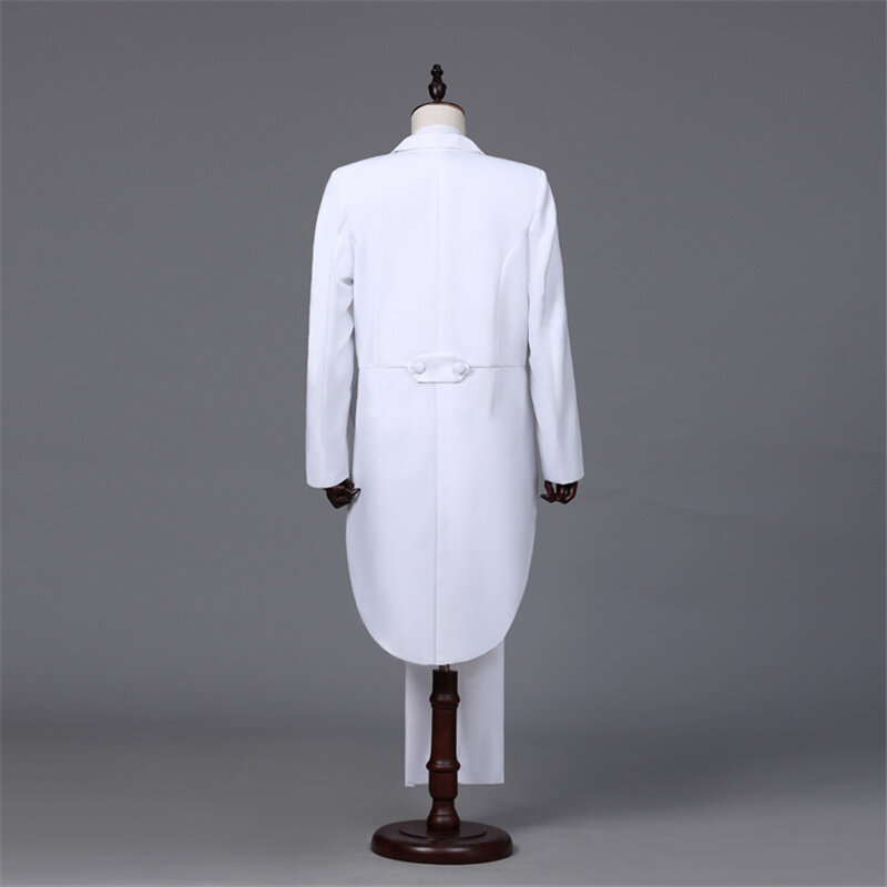 Tailcoat classique moderne pour homme, blanc et noir, style basique, imbibé de Tailcoat, veste de scène pour chanteur et magicien