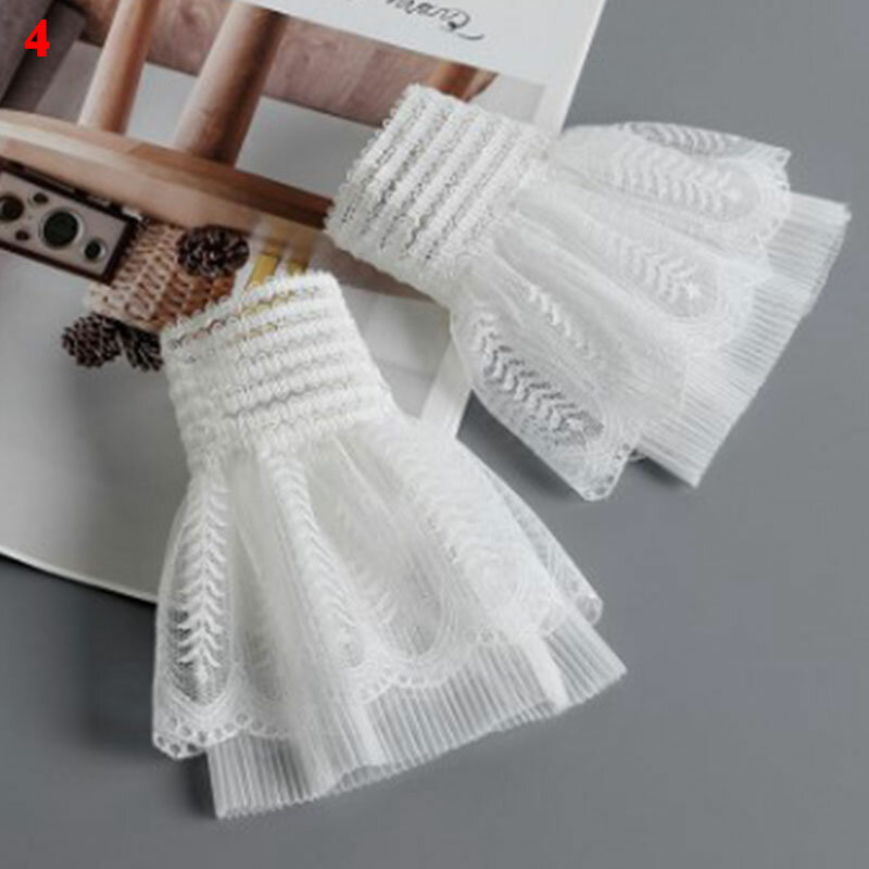 Винтажные Многослойные кружевные накладные рукава с оборками, 1 пара, обложка на руку, налокотник, манжета, вырез, тонкие накладные перчатки со шрамами для женщин