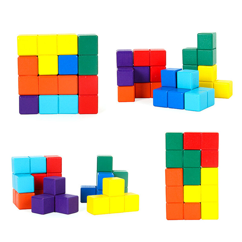 Bambini in legno 3D Early Educational Soma Cube Building Block Toys Montessori Puzzle Games Brain Challenge Game Sensory For Kids