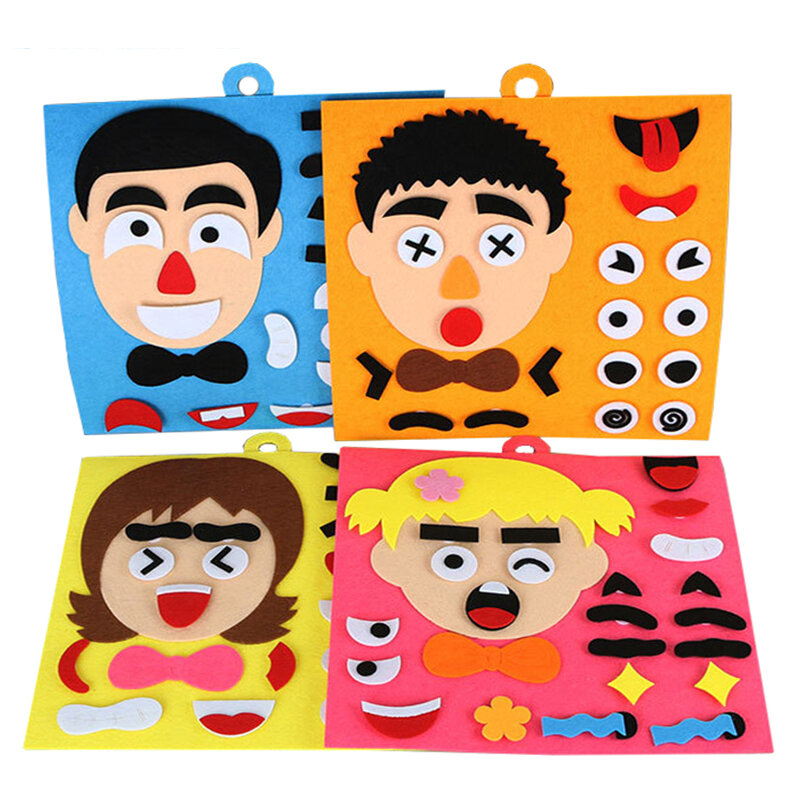 30CM * 30CM DIY mainan emosi berubah mainan Puzzle kreatif ekspresi wajah anak-anak belajar mainan pendidikan untuk anak-anak lucu Set