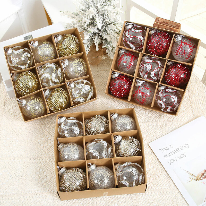 Bolas de ingredientes seguros para árbol de Navidad, decoraciones duraderas y reutilizables, 9 Paquetes por lote