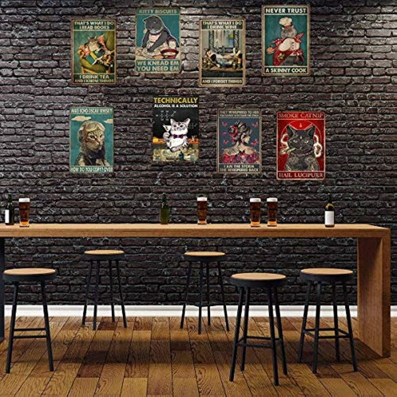 イッカチーリーの知識ヴィンテージポスター金属のブリキのマーク鉄の絵画装飾バー猫クラブバスルームキッチン
