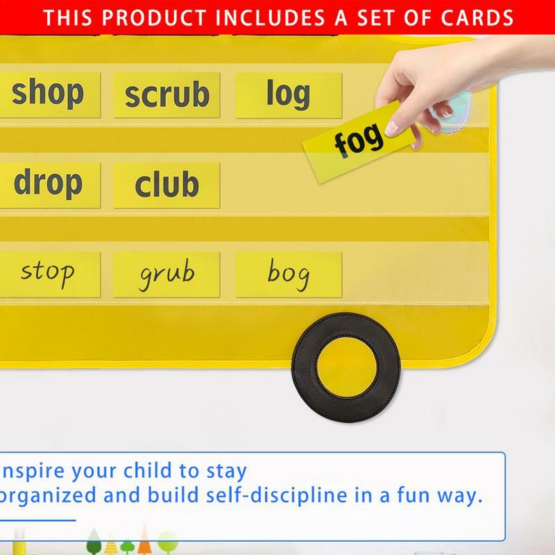 Gráfico de bolsillo de construcción de palabras, tabla de bolsillo educativa en forma de autobús, juegos de escritura, bolsillo central de construcción de palabras versátil