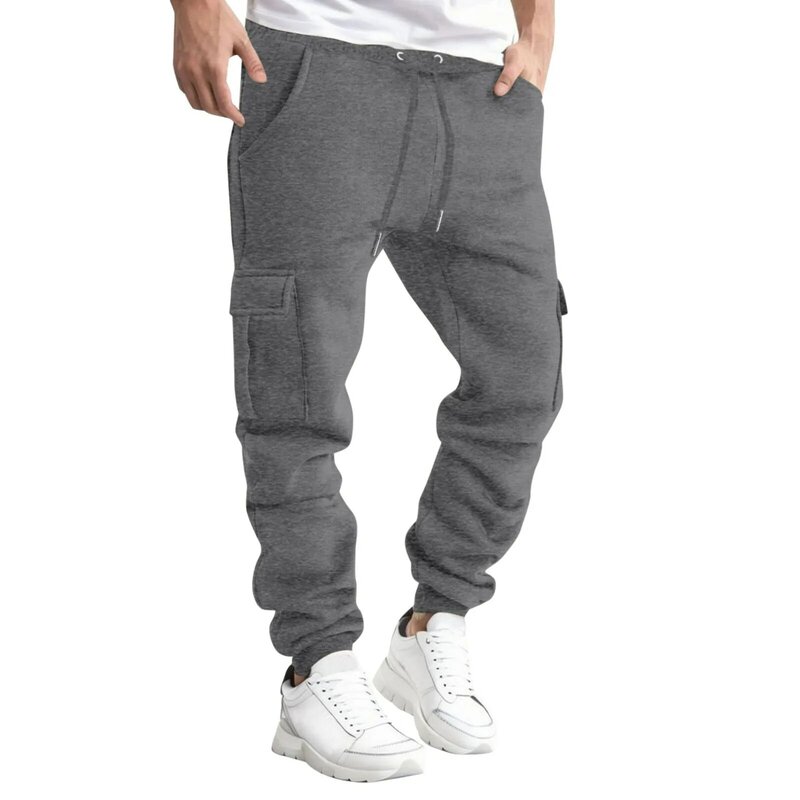 Men's Cargo Pants Trackpants Street Bottoms Winter Fitness Gym Workout Running Training Exercise Breathable Soft Male Sweatpant