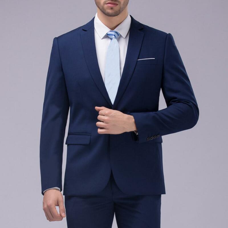 Blazer de manga comprida e calças masculinas, terno formal de 2 botões, blazer emagrecedor, terno elegante para homem