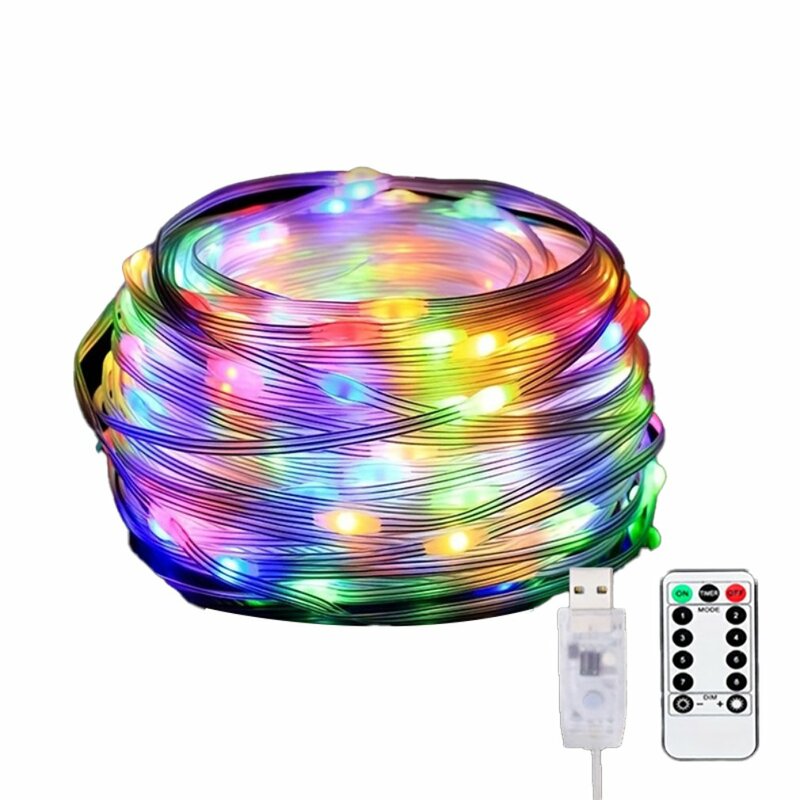 LED 스트립 라이트 USB 리모컨 라이트, 야외 방수 가죽 스트링 조명, 크리스마스 장식, 다채로운 매직 룸 장식 램프