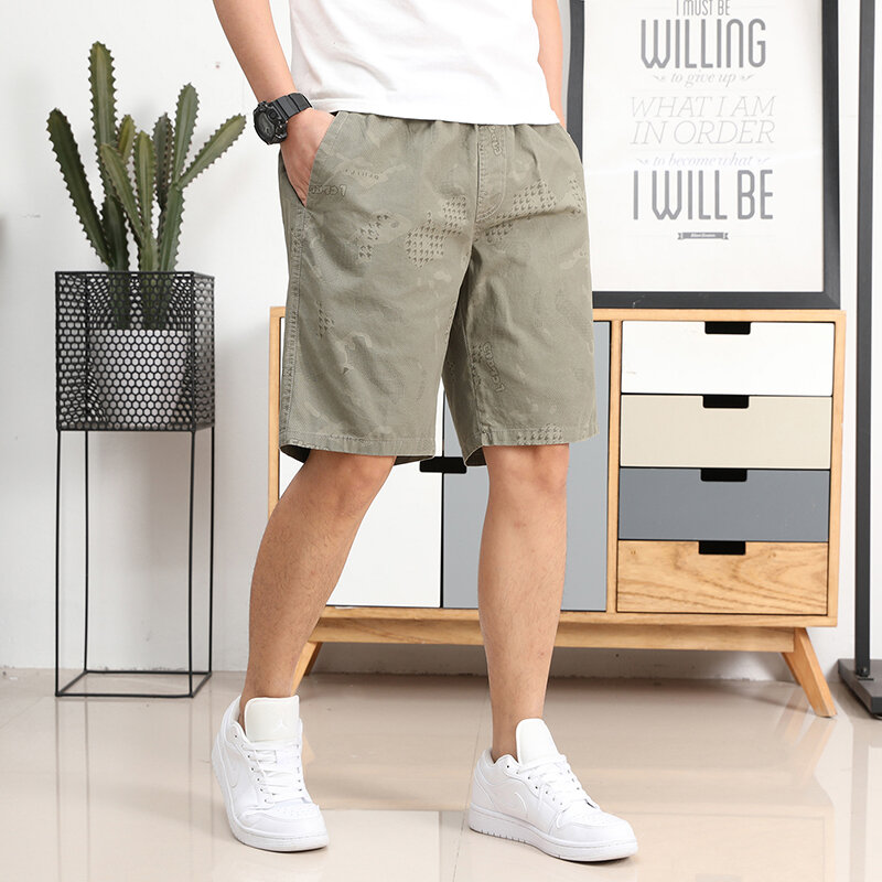 Summer Men's Pockets Letter Geometric Graphic Printed Elastic High Waisted Casual Sports Trousers Office Lady Vintage Shorts