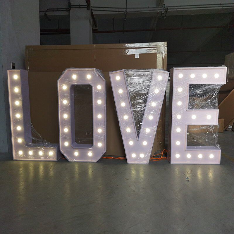 Giant Marquee Love Letters Electronic Signs, Light Up Number Props, Decoração do evento do casamento, Atacado, 2022, 5ft, 4ft