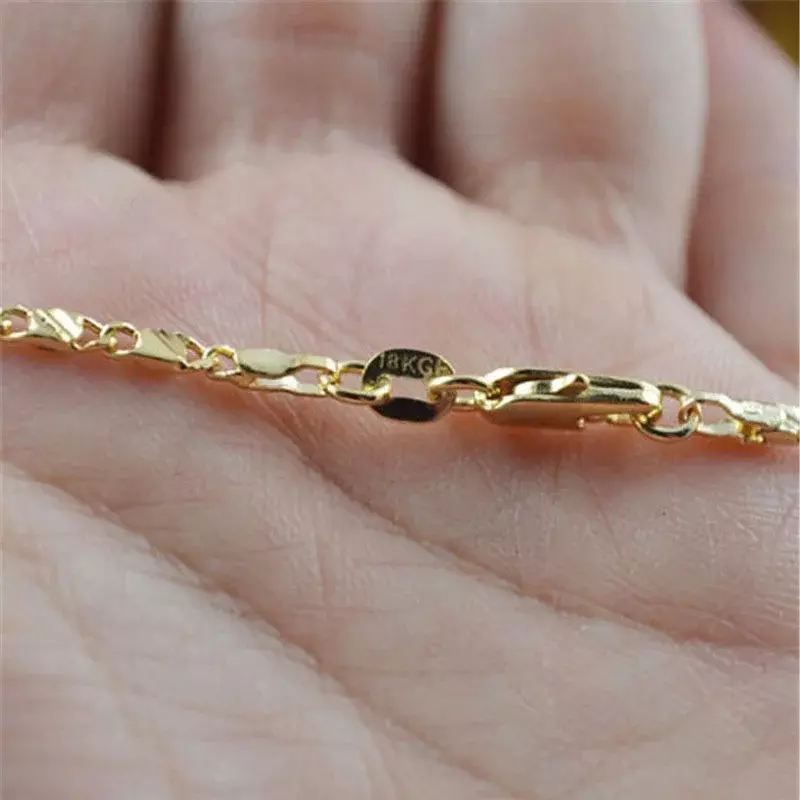 Цепочка с подвеской из 18-каратного золота для мужчин и женщин, изысканная бижутерия для мужчин и женщин, размер 16-30 дюймов