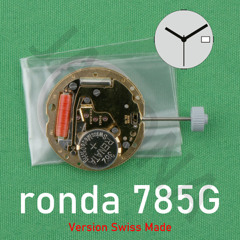 Ronda 775, szwajcarski mechanizm kwarcowy 785-3 Normtech, 3-wskazówkowy, z datownikiem, akcesoria do naprawy części zamiennych, mechanizm zegarka