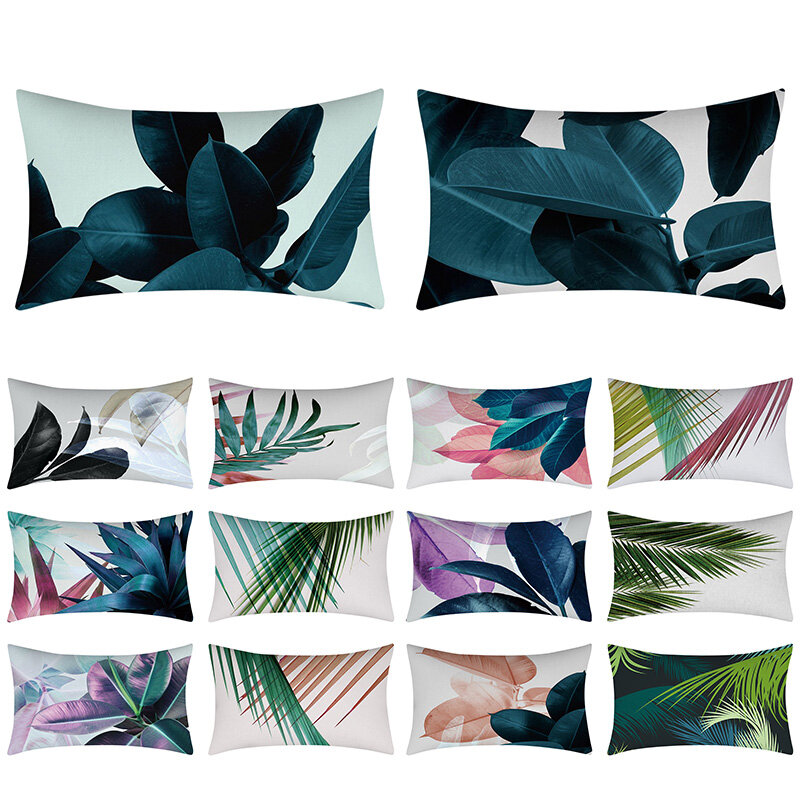Modern Classic Grey Nordic Plant Tropical Rectangle Linen Throw Pillow Case 30x50 Terrace Cushion Cover Home Decor