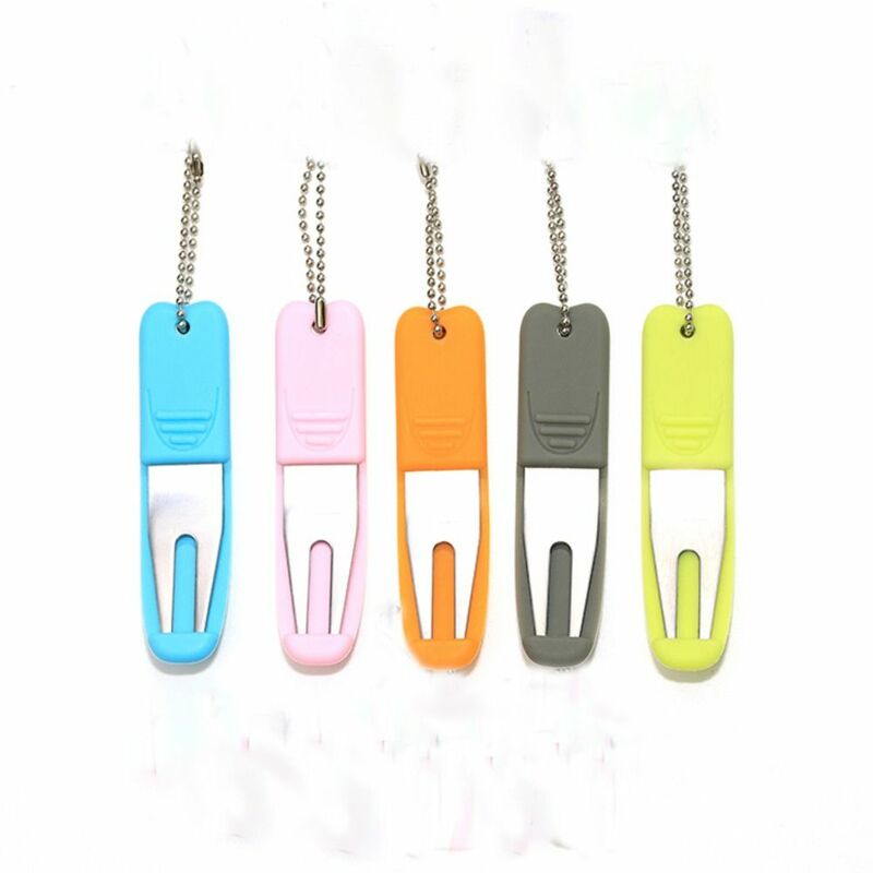 with Silicone Cover Foldable Golf Pitch Fork Easy To Access Foldable Golf Repair Fork 5 Colors Reusable Green Fork