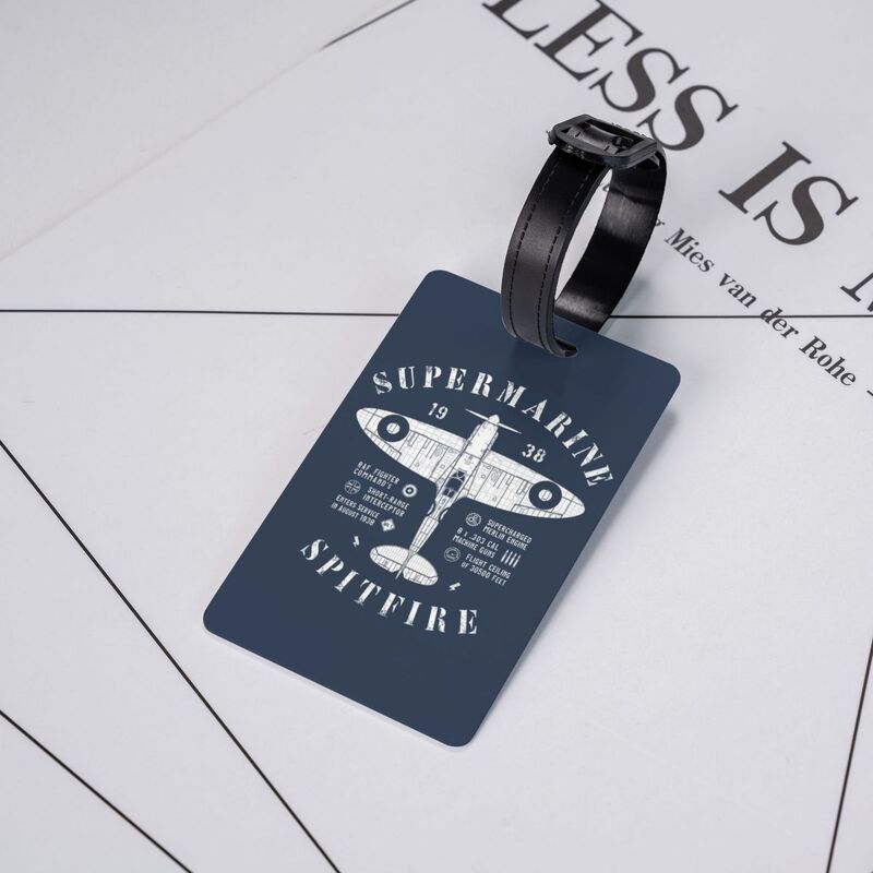 Etiqueta de equipaje Supermarine Spitfire para maleta de viaje, avión de combate, piloto, avión, cubierta de privacidad, etiqueta de identificación