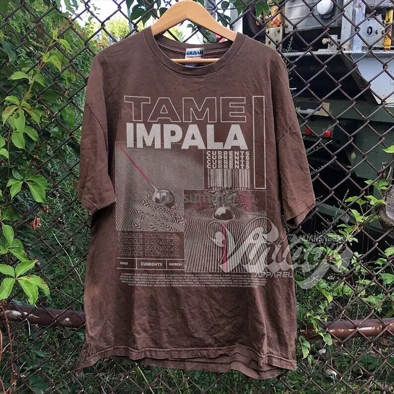 Tame impala-ユニセックスヴィンテージTシャツ、綿100% 、tt6580