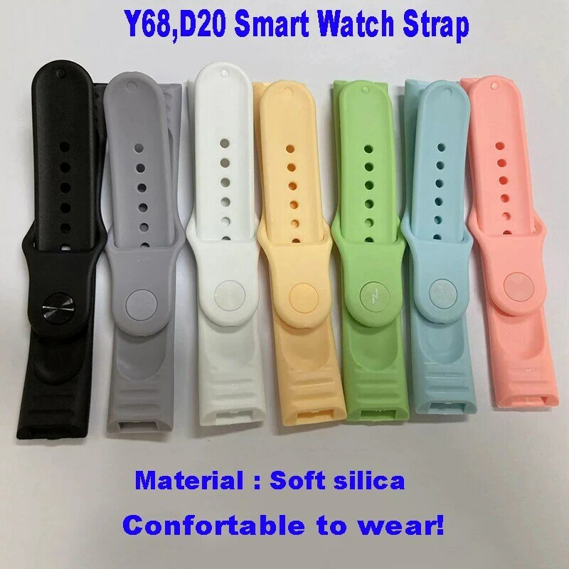 Hoge Kwaliteit Siliconen Band Voor Y68 D20 Smart Watch Smartwatch Tpu Riem D20 Pro Armband Horlogeband Vervanging Diy Accessoires