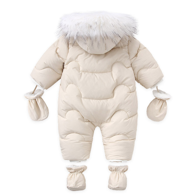 AYNIGIELL 2023 inverno neonato ispessimento tuta Built-in lana con cappuccio in piuma pagliaccetto neonati maschi e femmine tuta calda a prova di neve