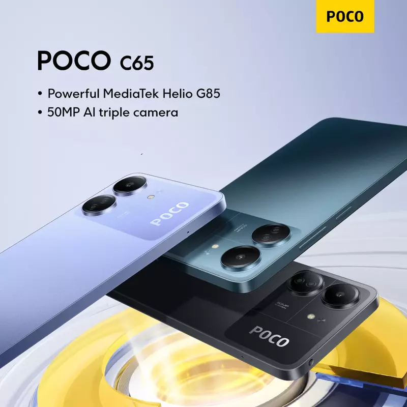 POCO C65 глобальная версия MediaTek Helio G85 6 ГБ 128 ГБ/8 ГБ 256 ГБ 6,74 дюйма сверхбольшой дисплей 50 МП Тройная камера 5000 мАч NFC POCOC65