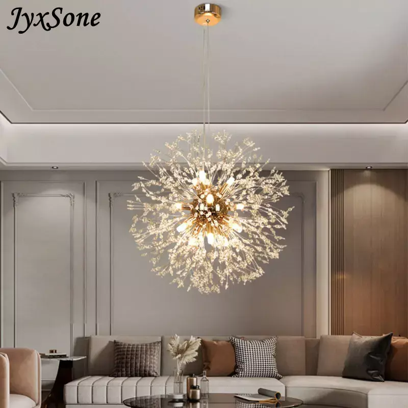 Plafonnier LED suspendu en cristal au motif de pissenlit, luminaire décoratif d'intérieur, idéal pour un salon, une chambre à coucher, une cuisine ou une salle à manger