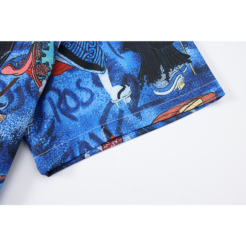 Camisa havaiana de manga curta masculina e feminina, azul Martine Rose, streetwear casual oversize, qualidade superior, verão, 2024