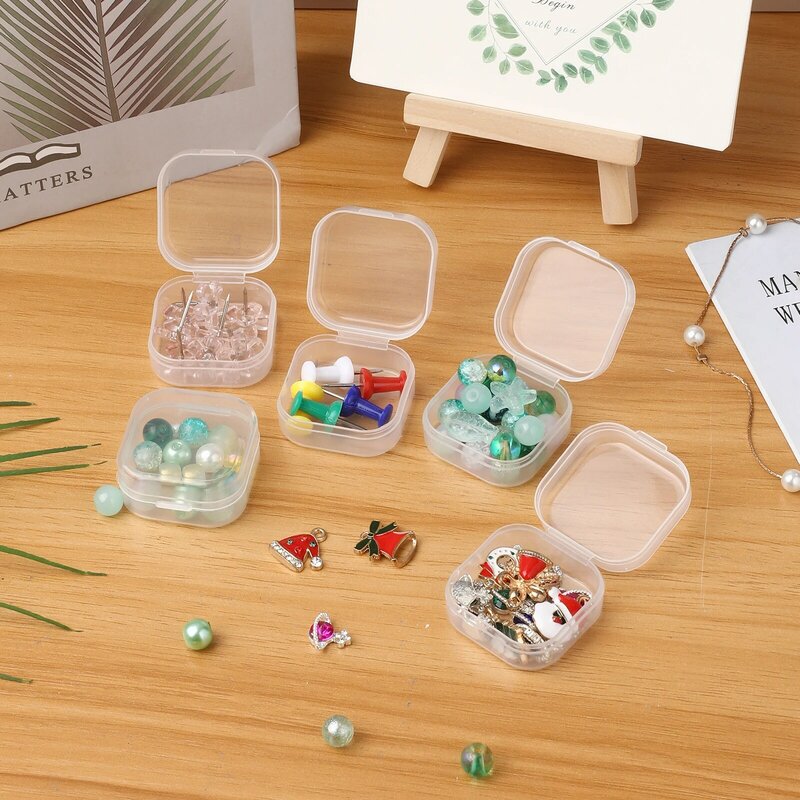 Kotak Organizer perhiasan plastik Mini, kantong obat perjalanan kalung cincin anting penyimpanan kotak perhiasan transparan Joyero