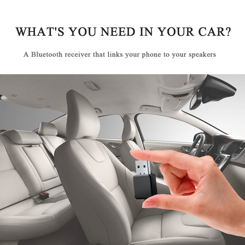 Adaptador de carro sem fio USB Bluetooth 5.1, Receptor Bluetooth, Transmissor, 3.5mm Jack, Audio Mic, Handsfree para PC, Alto-falante de carro