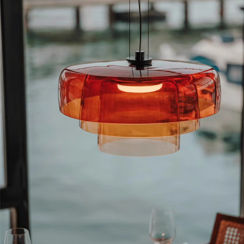 Домашний декор, люстра, Скандинавская простая Подвесная лампа для ресторана, для бара, гостиной, столовой, красочная стеклянная подвеска