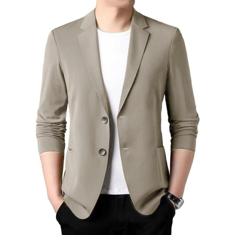Stylish Men Suit Jacket Men Lightweight Suit Coat Men's Formal Summer Suit Coat with Lapel Double Buttons Business for Work