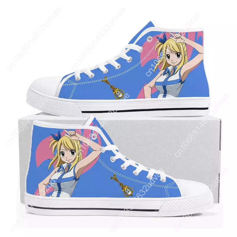 Anime F-Fairy T-Tail Cartoon Lucy Heartfilia High Top Sneakers Men Women Teenager Canvas Sneaker Casual Couple Shoes Custom Shoe