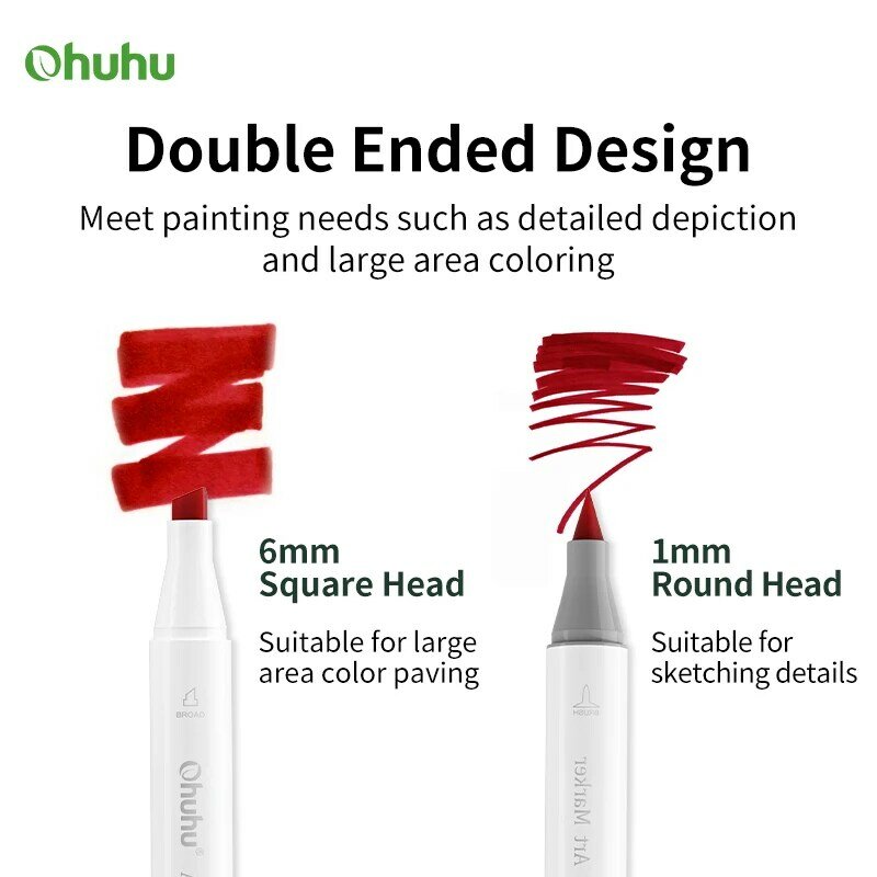 Маркеры Ohuhu, цветные фетровые двусторонние маркеры для жирной кожи, ручка для рисования манги, товары для школы