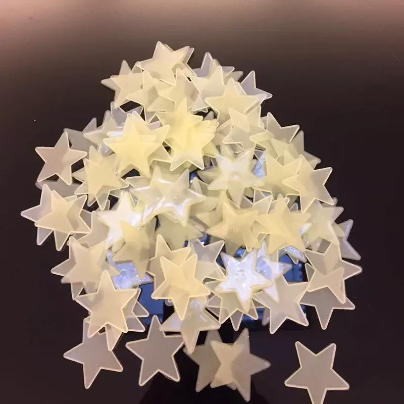 蛍光色のPVCステッカー,子供部屋用の明るい星,3cm, 100ピース/バッグ