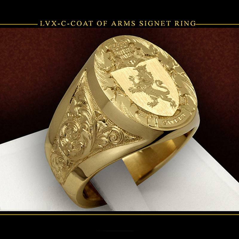 Cincin Pria tren 2024 mahkota singa perisai lencana cincin 18k warna kuning emas Royal segel cincin pria untuk pesta hadiah untuk anak laki-laki