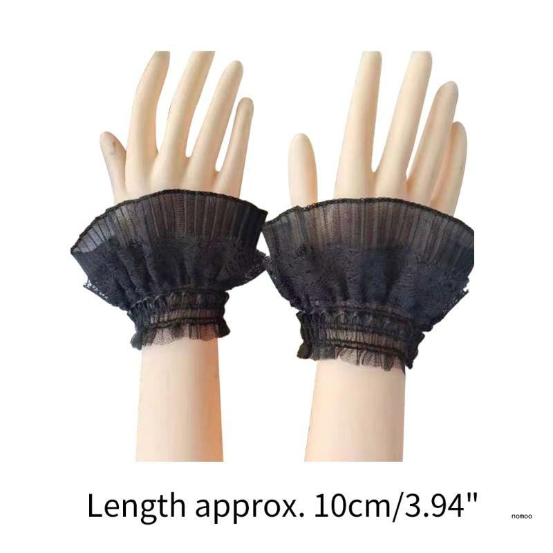 Słodkie rękawy falbankami dziewczęce warstwowe mankiety na nadgarstki dla kobiety sweter spódnica dekoracje kobiece koronkowe